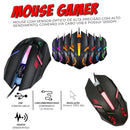 Kit Gamer Teclado Semi Mecanico RGB Mouse Optico 1600dpi Headset Com Microfone